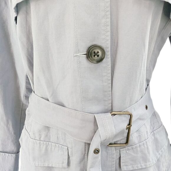 cabi linen & cotton trench style coat in periwinkle, lilac medium - Picture 10 of 16